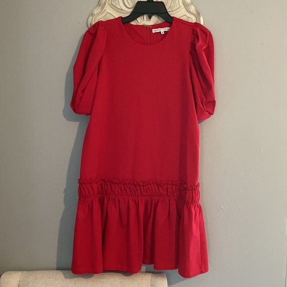 English Factory Puff Sleeves Red Dress - Picture 4 of 9